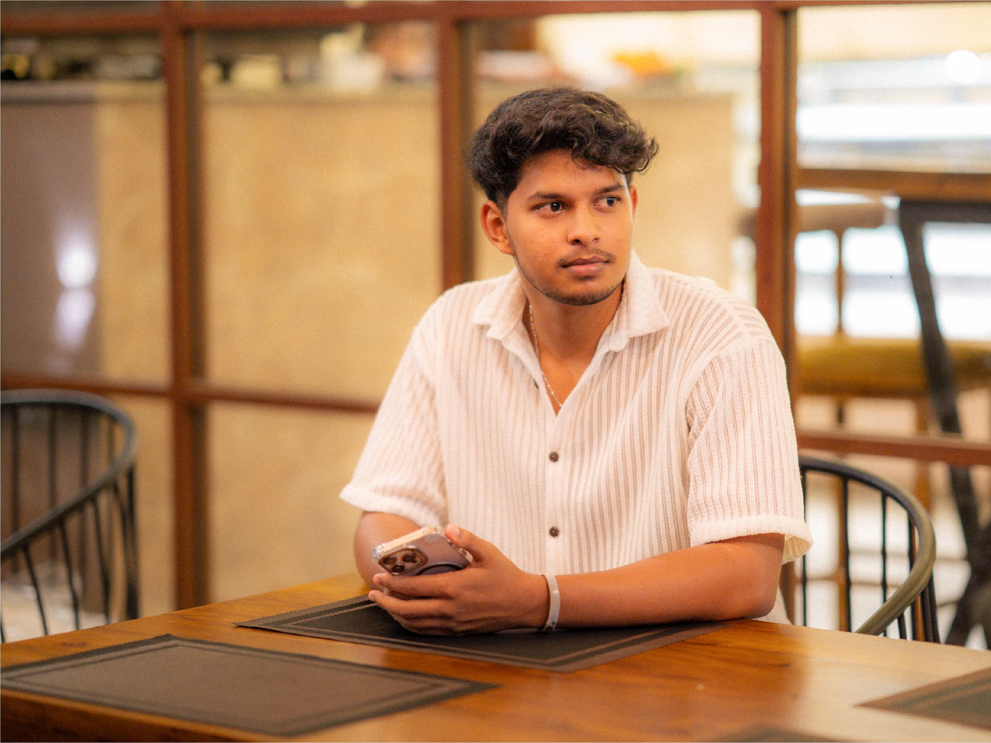 Portrait in cafe - warm tones